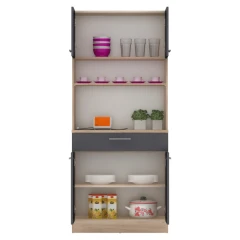 Čtyřdveřový kredenc, dub artisan/grafit, DOMIS NEW