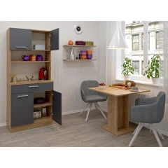 Čtyřdveřový kredenc, dub artisan/grafit, DOMIS NEW