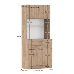Čtyřdveřový kredenc, dub wotan, DOMIS NEW