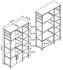 Kuchyňský regál 2D FLAGEN borovice/černá