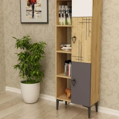 KODIAK regál na nožičkách, bílá / dub / antracit / ořech