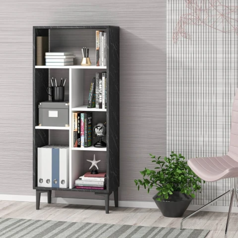 Regál LOUDEN - antracit/bílá