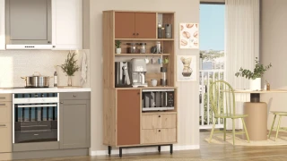 XALAPA policová skříň na mikrovlnku, sepet/cihlová