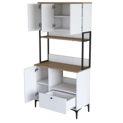 STAITI policová skříň na mikrovlnku, bílá/ořech