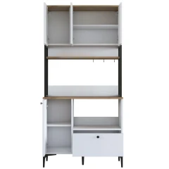 STAITI policová skříň na mikrovlnku, bílá/ořech