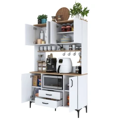 GIBA policová skříň na mikrovlnku, bílá/ořech