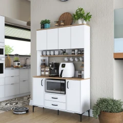 GIBA policová skříň na mikrovlnku, bílá/ořech