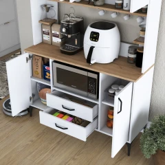 GIBA policová skříň na mikrovlnku, bílá/ořech