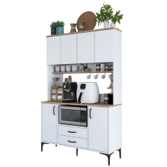 GIBA policová skříň na mikrovlnku, bílá/ořech