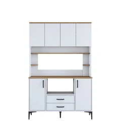 GIBA policová skříň na mikrovlnku, bílá/ořech