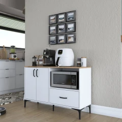 STEMNA skřňka na mikrovlnku, ořech/bílá