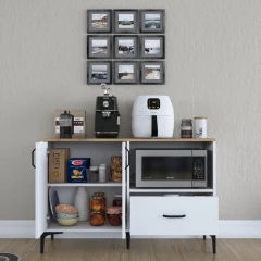 STEMNA skřňka na mikrovlnku, ořech/bílá