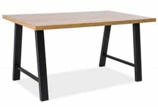Jídelní stůl ABRAMO dub masiv/černý kov 90x180