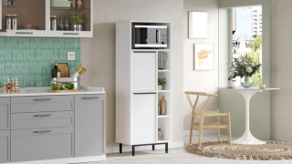 vysoká skříňka na mikrovlnku, bílá