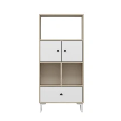 GLYFA skříňka na mikrovlnku, bílá / dub