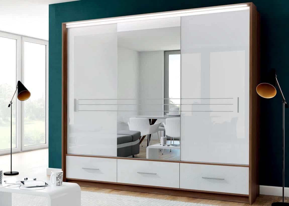 Casarredo Šatní skříň AMSTERDAM 250L se zrcadlem bílá