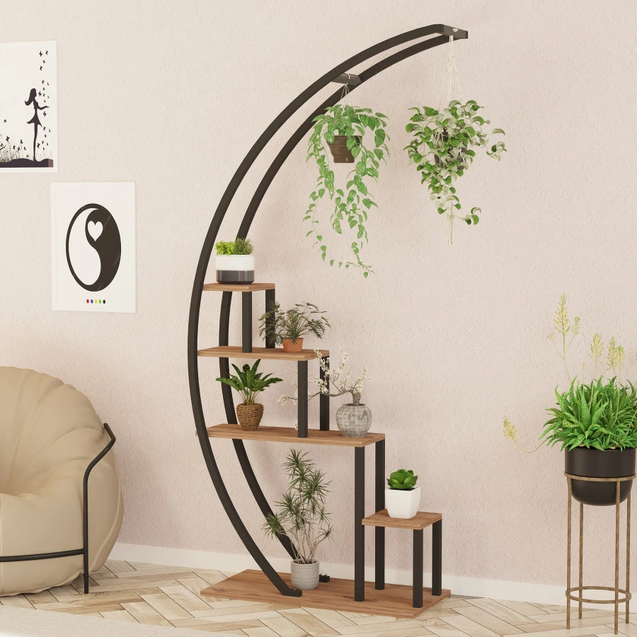 Stojan na květiny GARDEN - borovice/černá