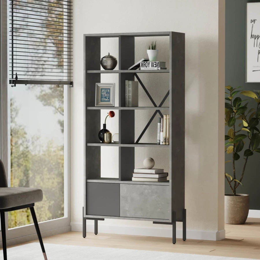 Regál BARTU - beton/antracit