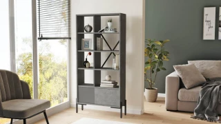 BARTU regál, barva beton + antracit