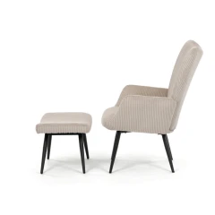 Relaxační křeslo, béžová, manšestrová látka, AK-L7285 CRM6