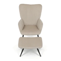 Relaxační křeslo, béžová, manšestrová látka, AK-L7285 CRM6