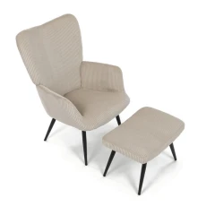 Relaxační křeslo, béžová, manšestrová látka, AK-L7285 CRM6