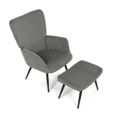 Relaxační křeslo, šedá, manšestrová látka, AK-L7285 GREY6