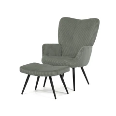 Relaxační křeslo, zelená, manšestrová látka, AK-L7285 GRN6