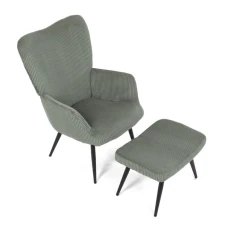 Relaxační křeslo, zelená, manšestrová látka, AK-L7285 GRN6