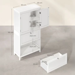 Komoda 60x30x110cm, mdf, bílá, AUK-E1055 WT