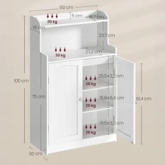 Koupelnová skříňka 60x30x100cm, mdf, bílá, AUK-E1177 WT