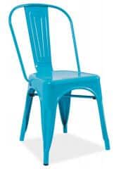Jídelní kovová židle LOFT modrá