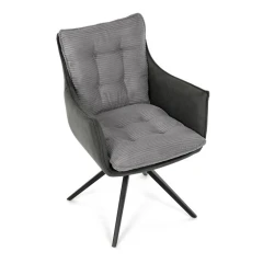 Jídelní židle, šedá, manšestrová látka, DCH-D1345 GREY2