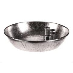 Svícen kovový - pro 4 kónické svíčky, tvar mísy, stříbrný