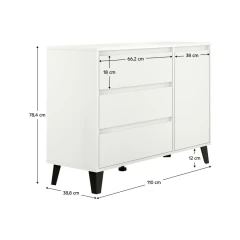 Komoda, bílá, BOGAN NEW 1D3S