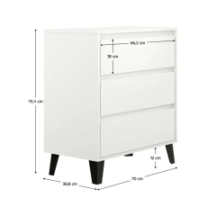 Komoda, bílá, BOGAN NEW 3S70