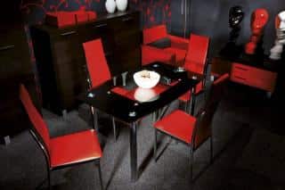 Jídelní stůl TWIST A červená polička