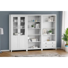 Knihovna 2 zásuvky TORINO bílá, kovové úchytky