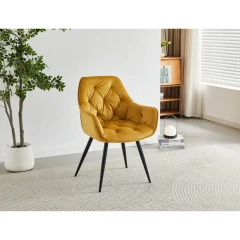 Jídelní židle, žlutá, sametová látka, DCH-421 YEL4