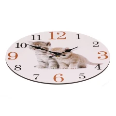 Hodiny nástěnné - pr. 34 cm, MDF, zvídavá koťata