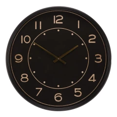 Hodiny nástěnné - pr. 60 cm, kovové, černé se zlatými čísly
