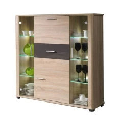 Vitrína s barem Filemon R2 sonoma/grafit lesk