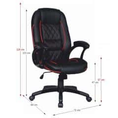Kancelářská židle PORSHE - černá ekokůže / červený lem č.2