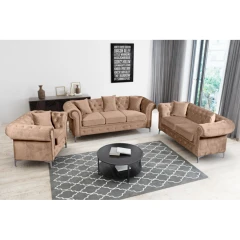 Luxusní křeslo, světle hnědá Velvet látka, ROMANO