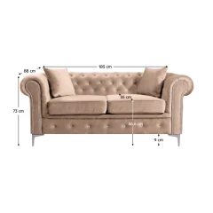 Luxusní 2-sed, světle hnědá Velvet látka, ROMANO