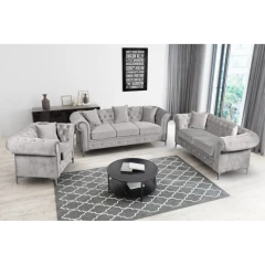 Luxusní 2-sed, světle šedá Velvet látka, ROMANO