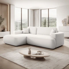 Sedací souprava, bílá, levá, GARY ROH