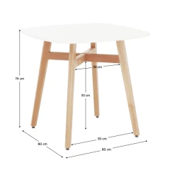 Jídelní stůl, bílá/přírodní, 80x80 cm, DEJAN 3 NEW