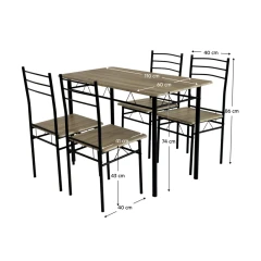 Jídelní set 1+4, dub sonoma/černá, MAKO