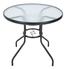 Zahradní stůl ZWMT Ø 80 cm kovový se skleněnou deskou